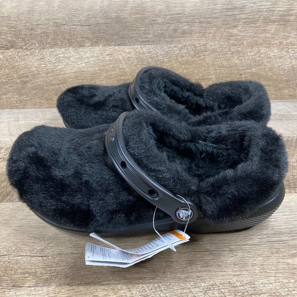 Crocs Women's Classic Fur Sure Black Fur Fuzzy Clogs Size 8 Shoes BRAND NEW - Picture 4 of 10